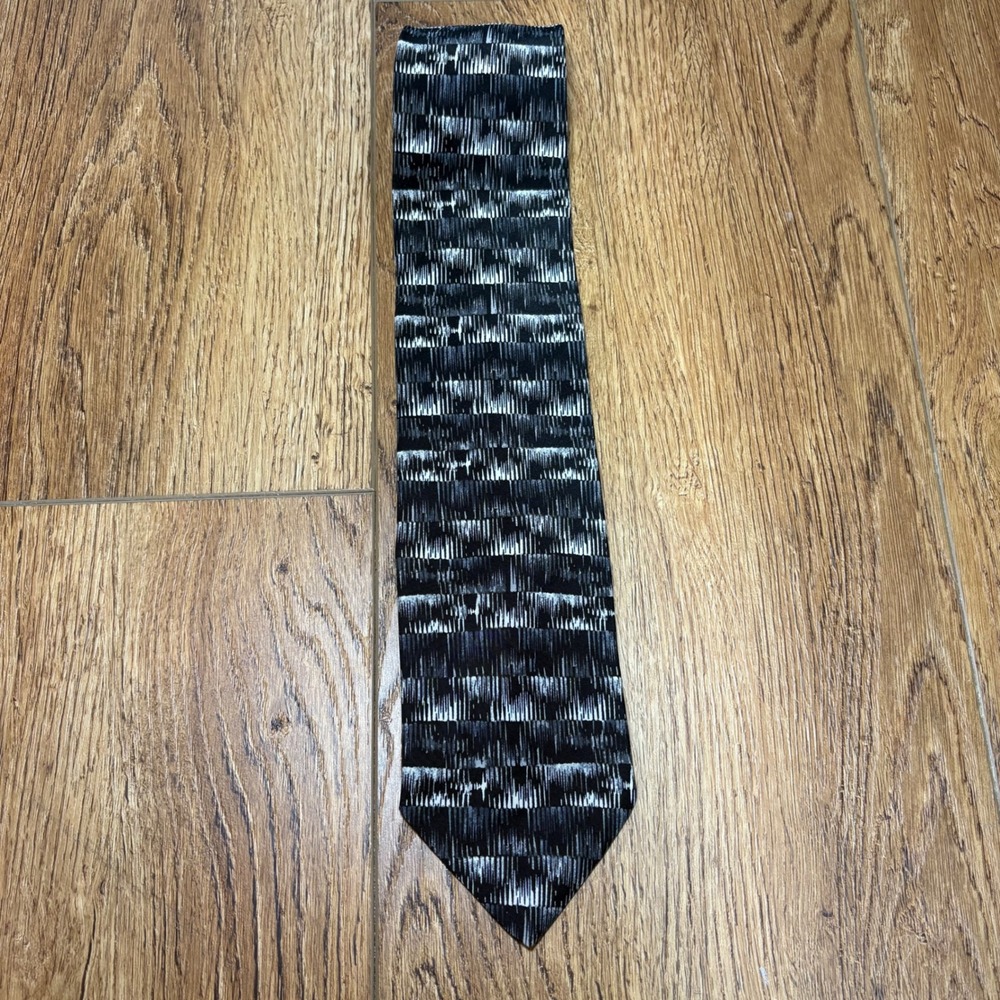 Haggar Mens Tie Black Grey Whiteβ Abstract Geometric Pattern Made in USA